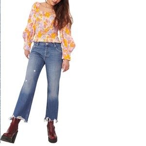 We the Free Maggie Ripped Crop Straight Leg Jeans mid-rise